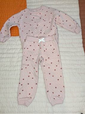 Carter's Light Pink Quilted Strawberry-Print Pajama Set